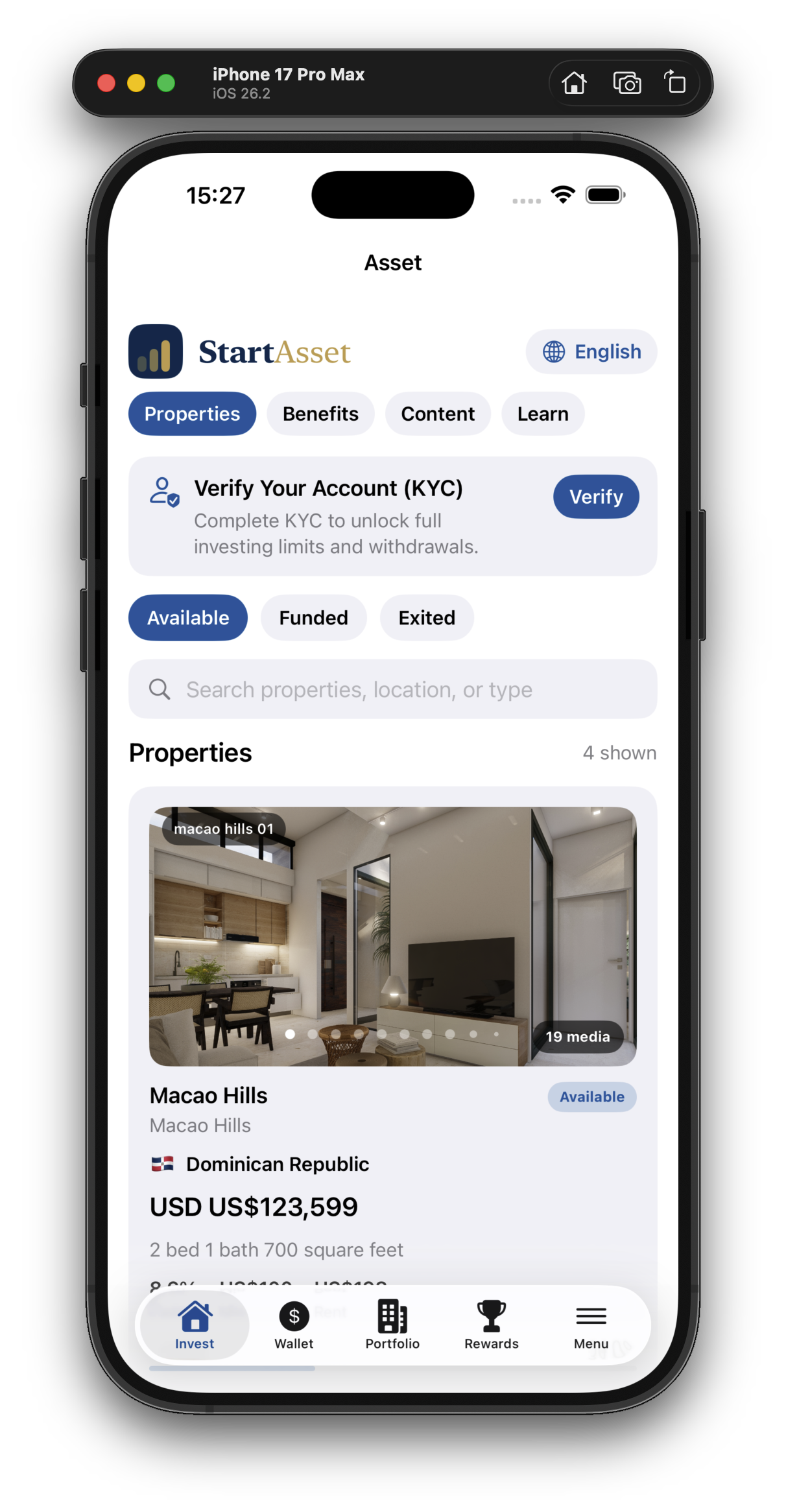 StartAsset mobile discovery experience